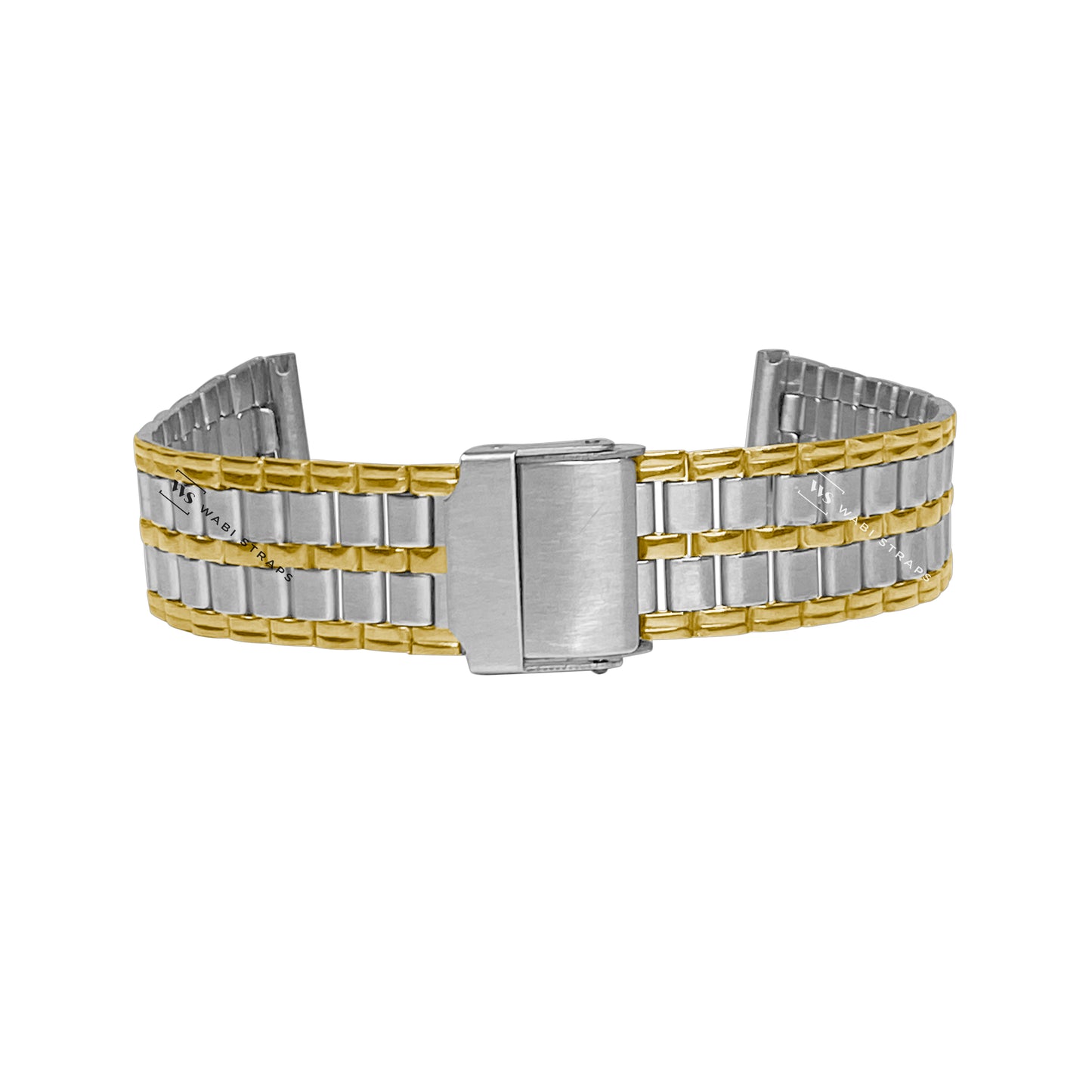 Yellow Gold & Silver Folded Flatlink Railroad Metal Bracelet