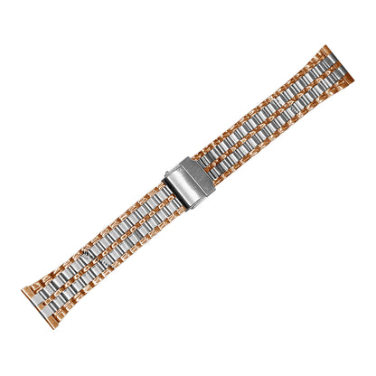 Rose Gold & Silver Folded Flatlink Railroad Metal Bracelet