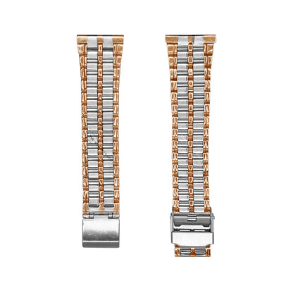 Rose Gold & Silver Folded Flatlink Railroad Metal Bracelet