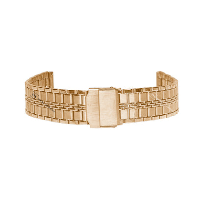 Rose Gold Folded Flatlink Railroad Metal Bracelet