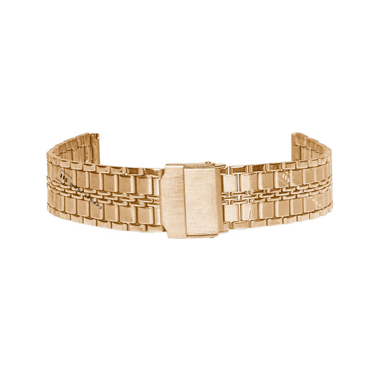 Rose Gold Folded Flatlink Railroad Metal Bracelet