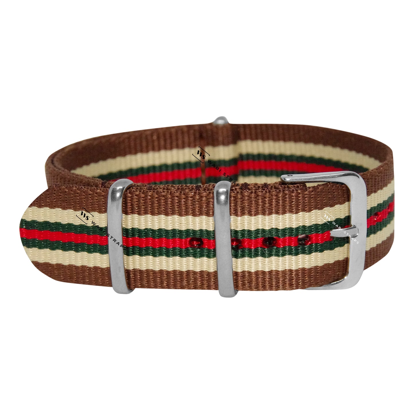 Brown, Cream, Green & Red Racing British Military Watch Strap