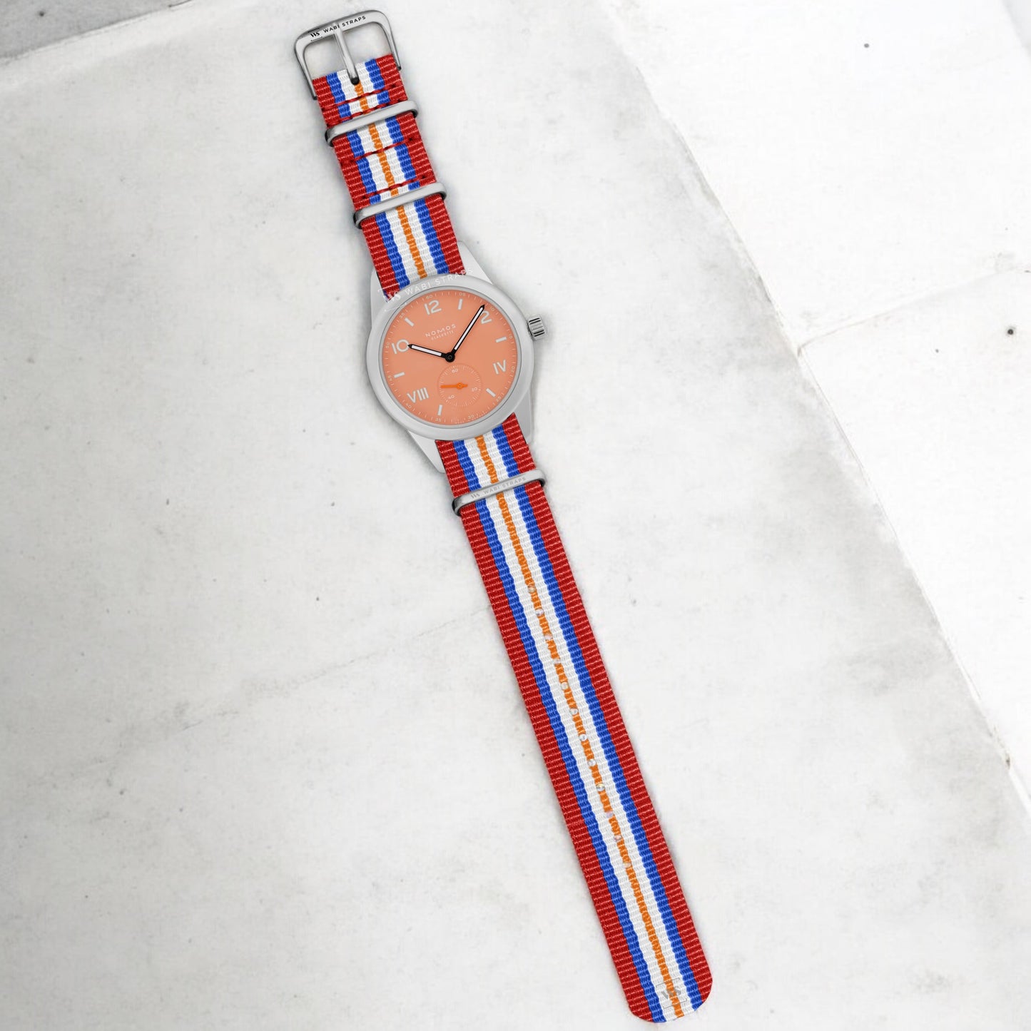 Red, Blue, White & Orange Racing British Military Watch Strap