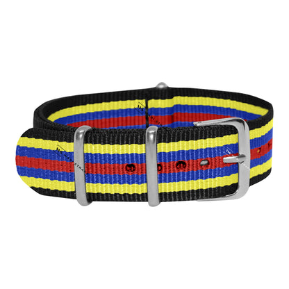 Black, Yellow, Navy & Red Racing British Military Watch Strap