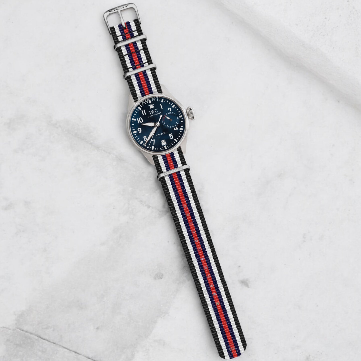 Black, White, Navy & Red Racing British Military Watch Strap