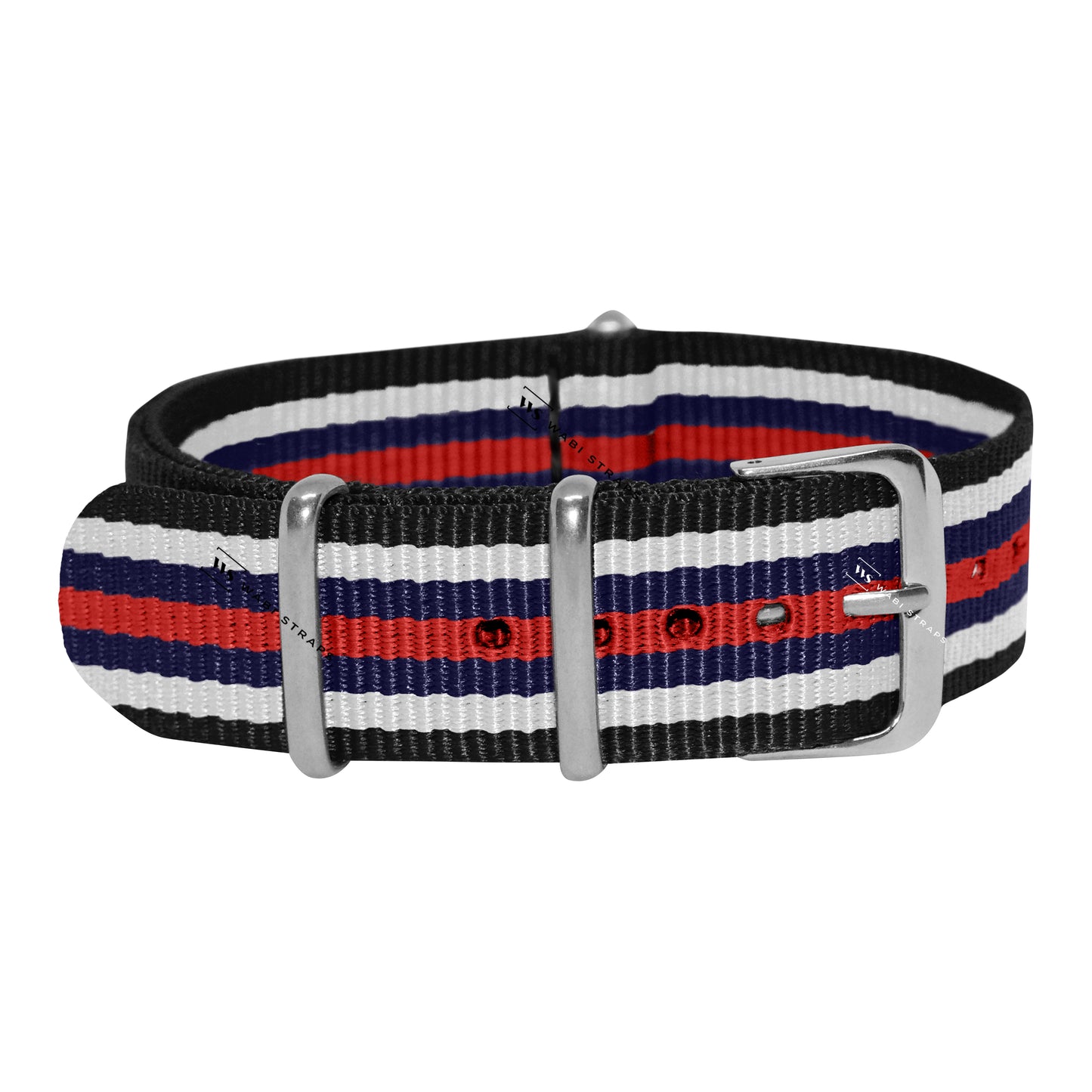 Black, White, Navy & Red Racing British Military Watch Strap