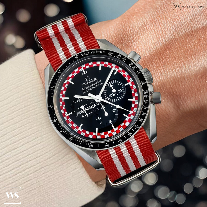 Red & White Striped Racing British Military Watch Strap