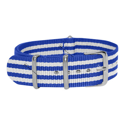 Blue & White Striped Racing British Military Watch Strap