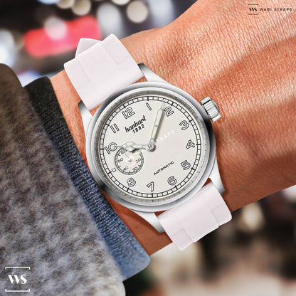 White Premium Ridged Flouro-Rubber Strap