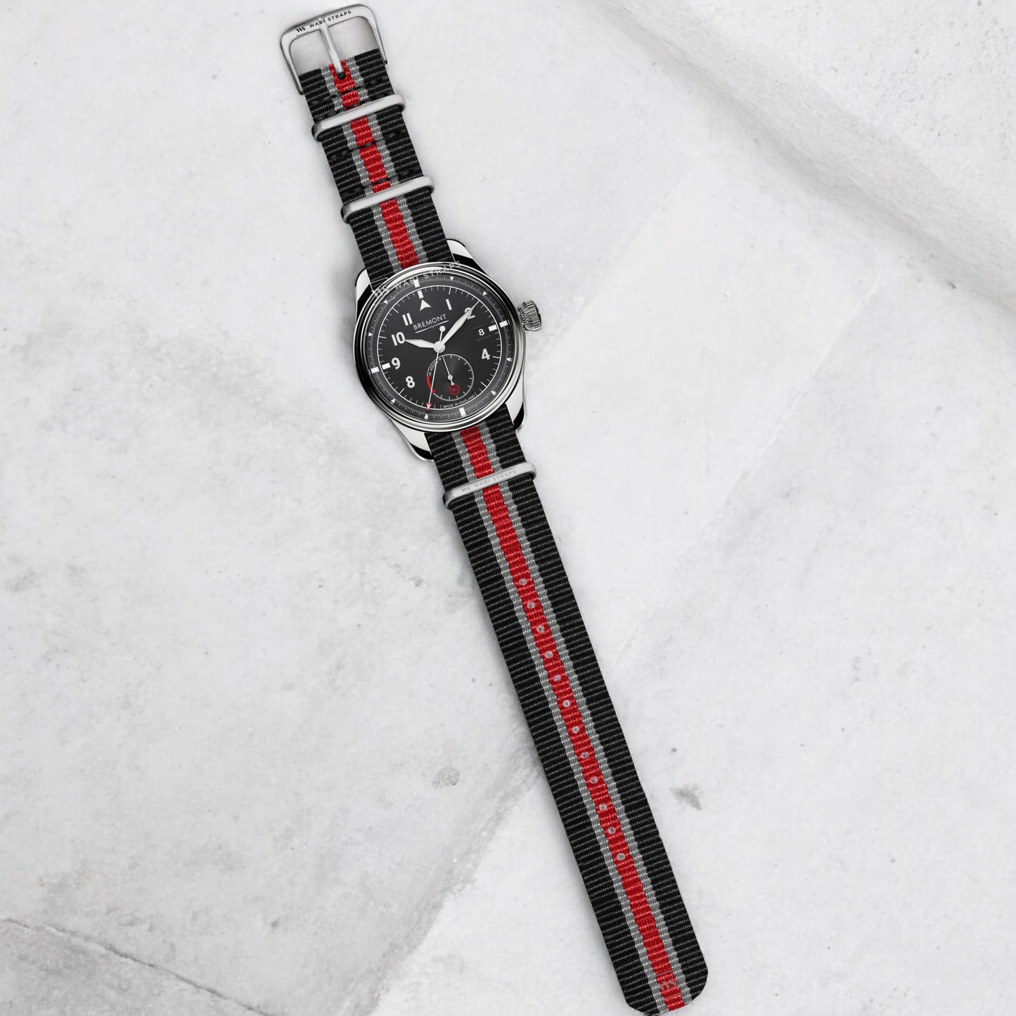 Black, Grey & Red Regimental British Military Watch Strap