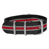 Black, Grey & Red Regimental British Military Watch Strap