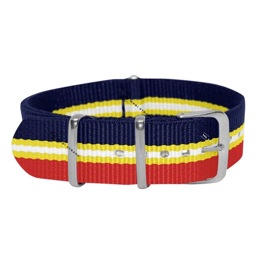 Blue, Yellow, White & Red Regimental British Military Watch Strap