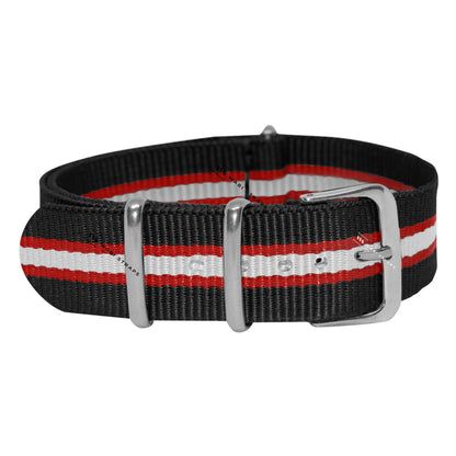 Black, Red & White Regimental British Military Watch Strap