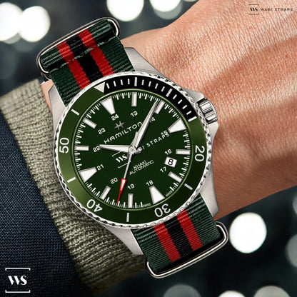 Green, Red & Black Regimental British Military Watch Strap