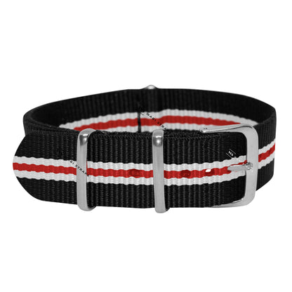 Black, White & Red Regimental British Military Watch Strap