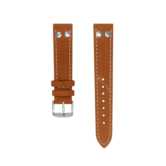 Tan Aviator Crazy Horse Riveted Leather Strap