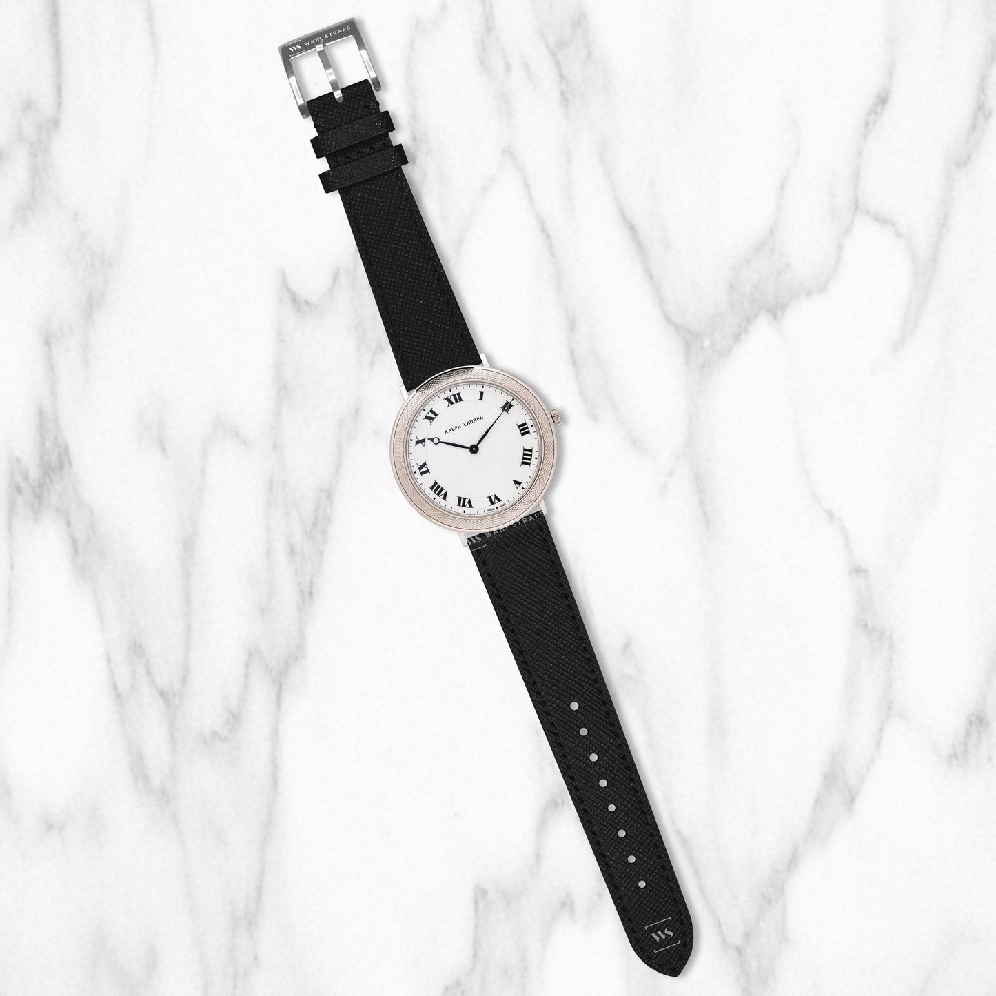 Black Saffiano Textured Leather Strap