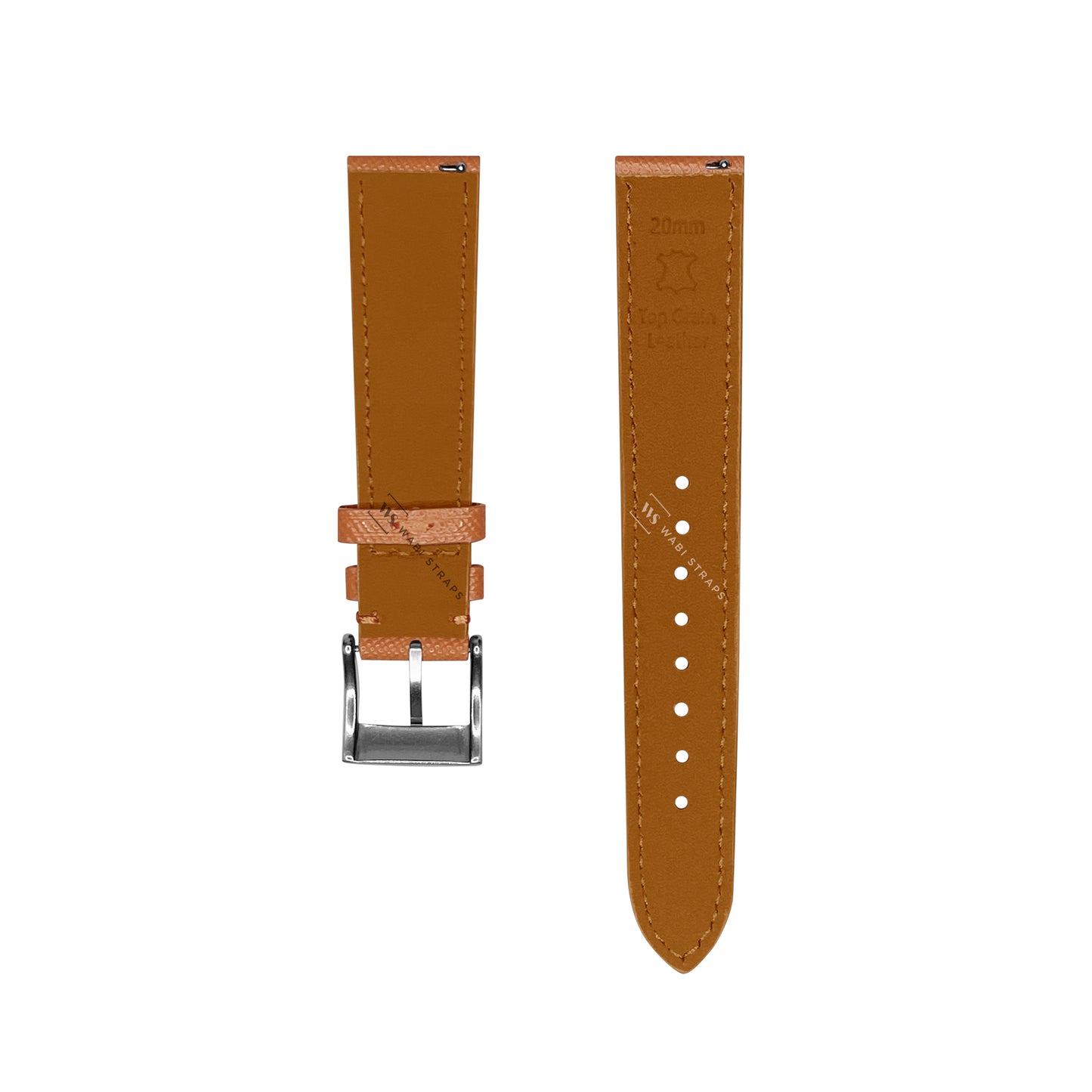 Brown Saffiano Textured Leather Strap