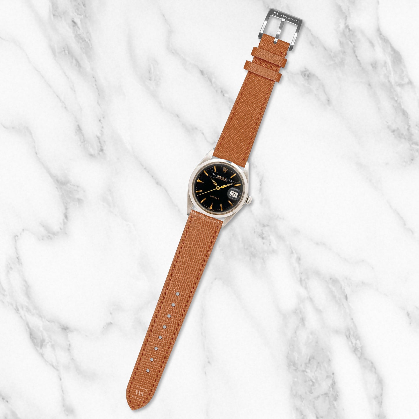 Brown Saffiano Textured Leather Strap