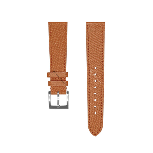 Brown Saffiano Textured Leather Strap