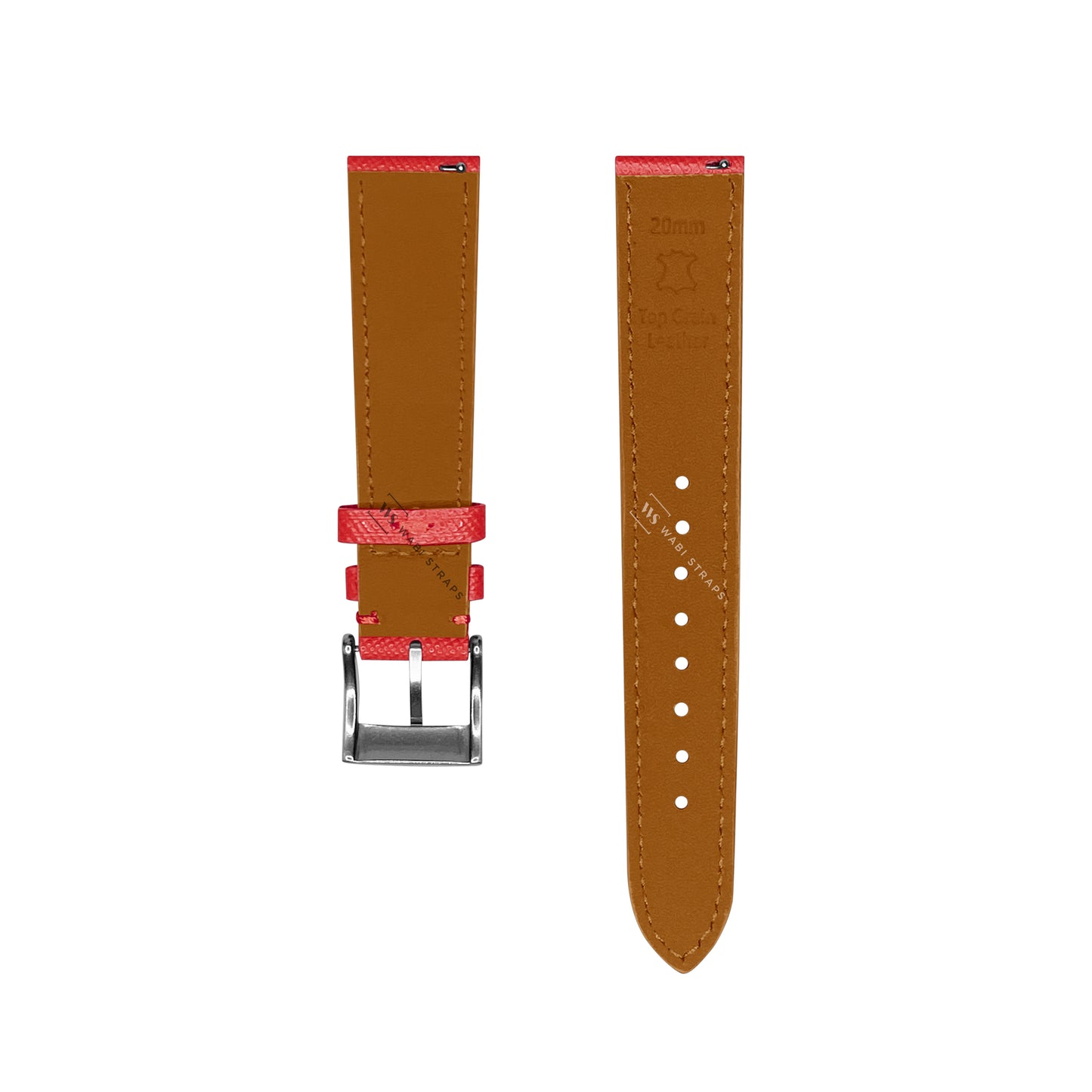 Red Saffiano Textured Leather Strap