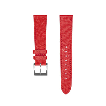 Red Saffiano Textured Leather Strap