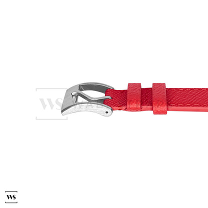 Red Saffiano Textured Leather Strap