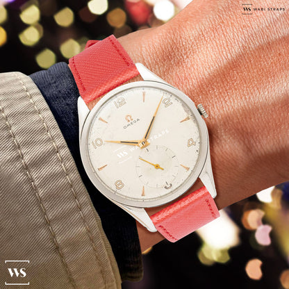 Red Saffiano Textured Leather Strap