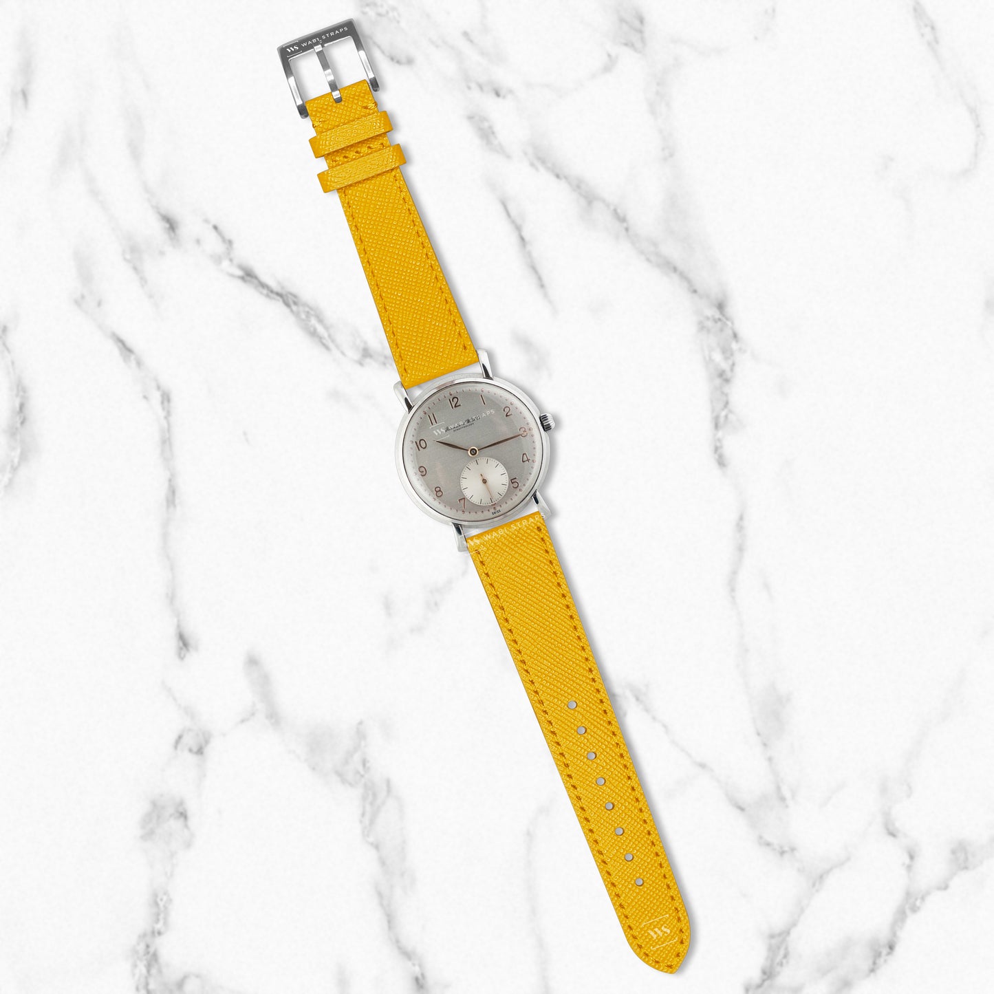 Yellow Saffiano Textured Leather Strap