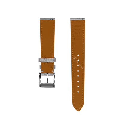 Grey Saffiano Textured Leather Strap