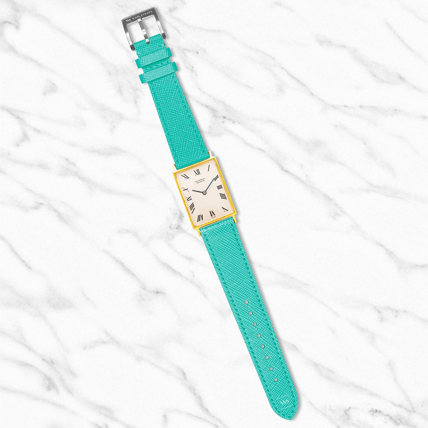 Light Blue Saffiano Textured Leather Strap