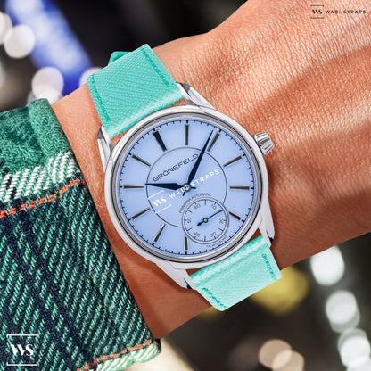 Light Blue Saffiano Textured Leather Strap