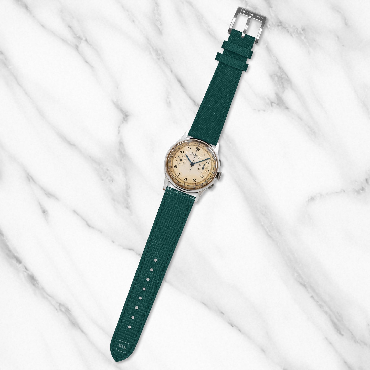 Green Saffiano Textured Leather Strap