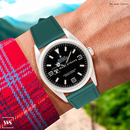 Green Saffiano Textured Leather Strap