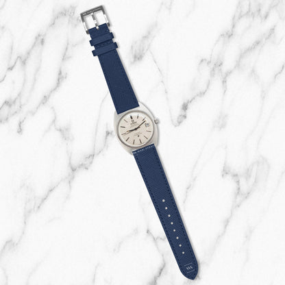 Navy Saffiano Textured Leather Strap