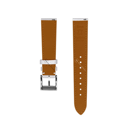 White Saffiano Textured Leather Strap