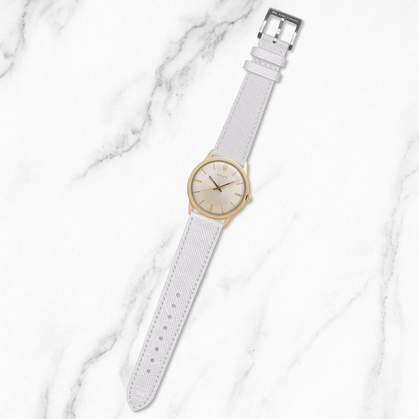 White Saffiano Textured Leather Strap