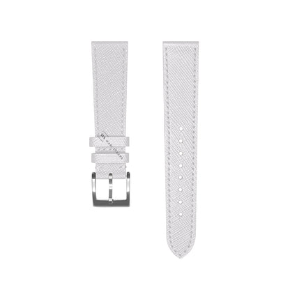 White Saffiano Textured Leather Strap