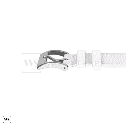 White Saffiano Textured Leather Strap