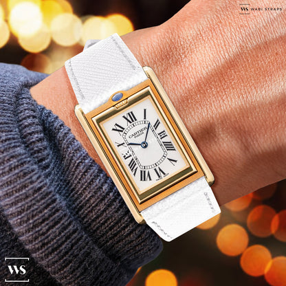 White Saffiano Textured Leather Strap