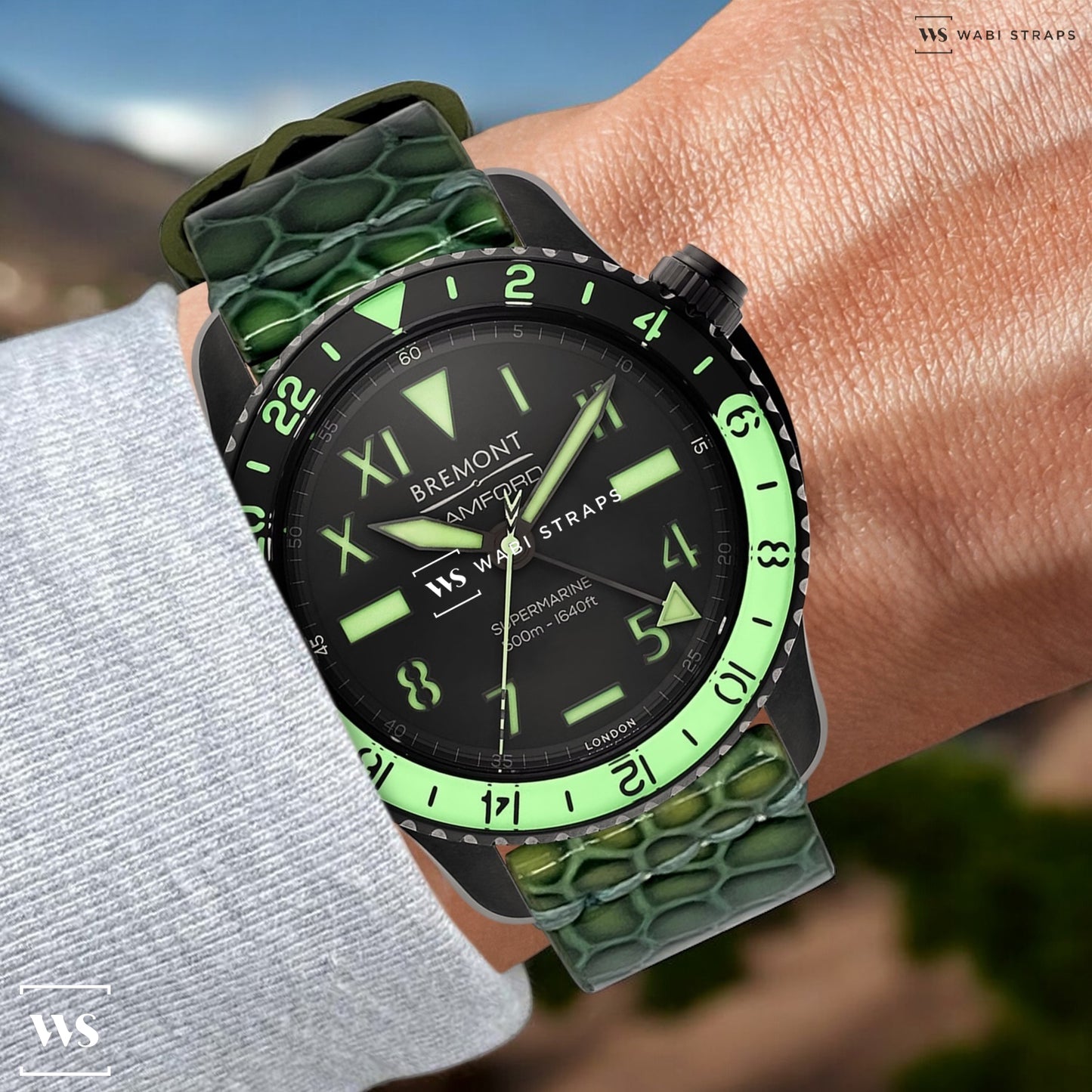 Green Python Rubber Watch Band