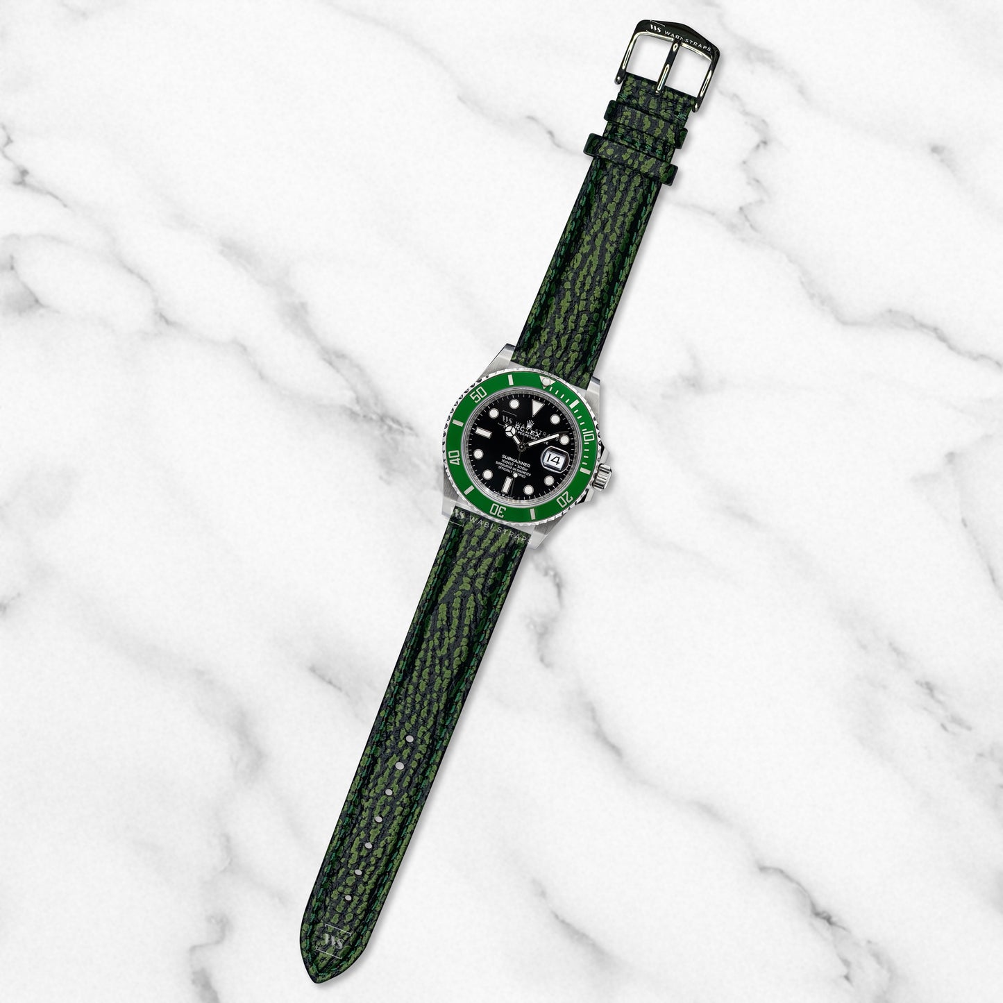 Green Shark Skin Grain Leather Strap