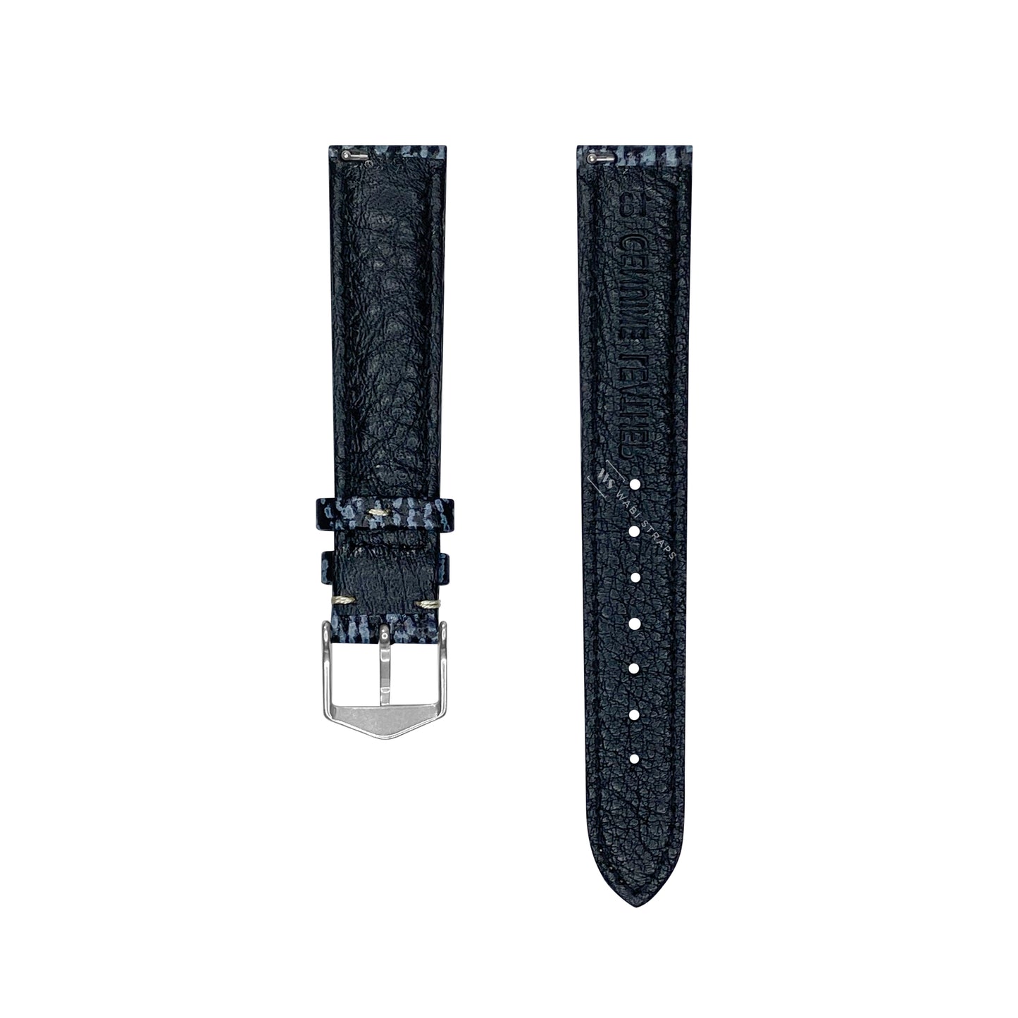 Blue Shark Skin Grain Leather Strap