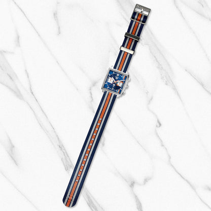 Blue, White & Orange 5-Stripe Adjustable Seatbelt Strap