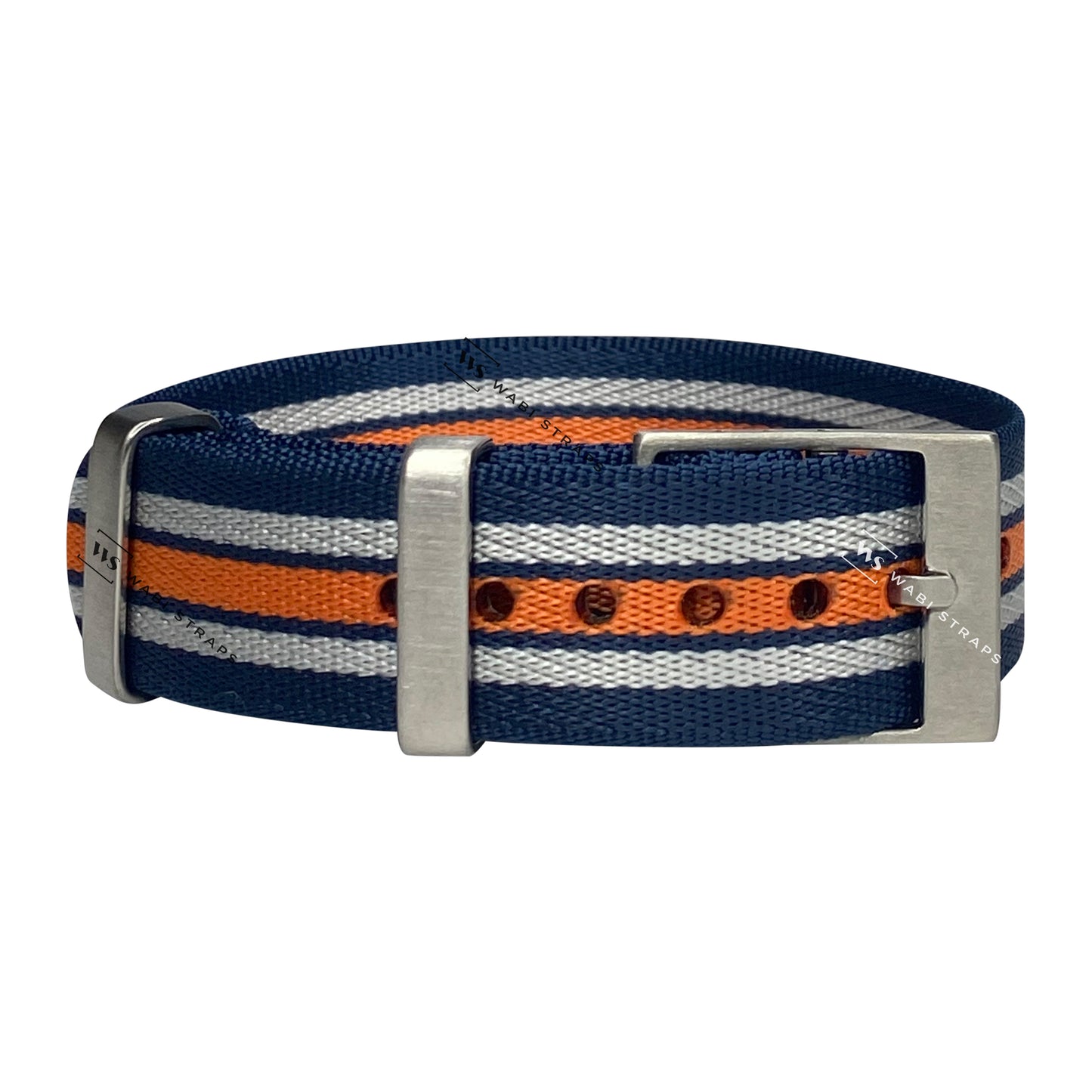 Blue, White & Orange 5-Stripe Adjustable Seatbelt Strap