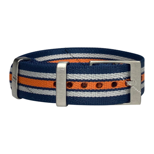 Blue, White & Orange 5-Stripe Adjustable Seatbelt Strap