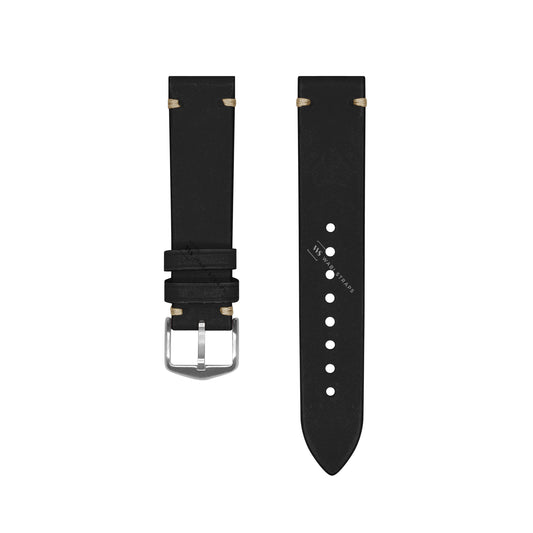 Black Vintage Leather Watch Strap