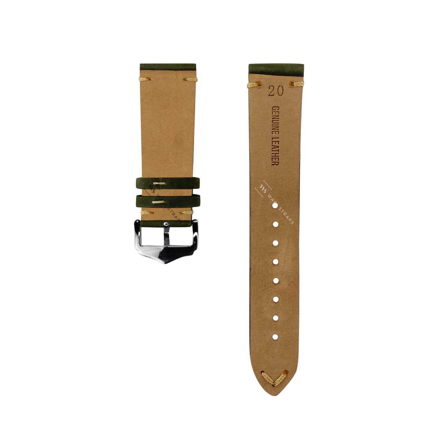 Olive Green Vintage Leather Watch Strap