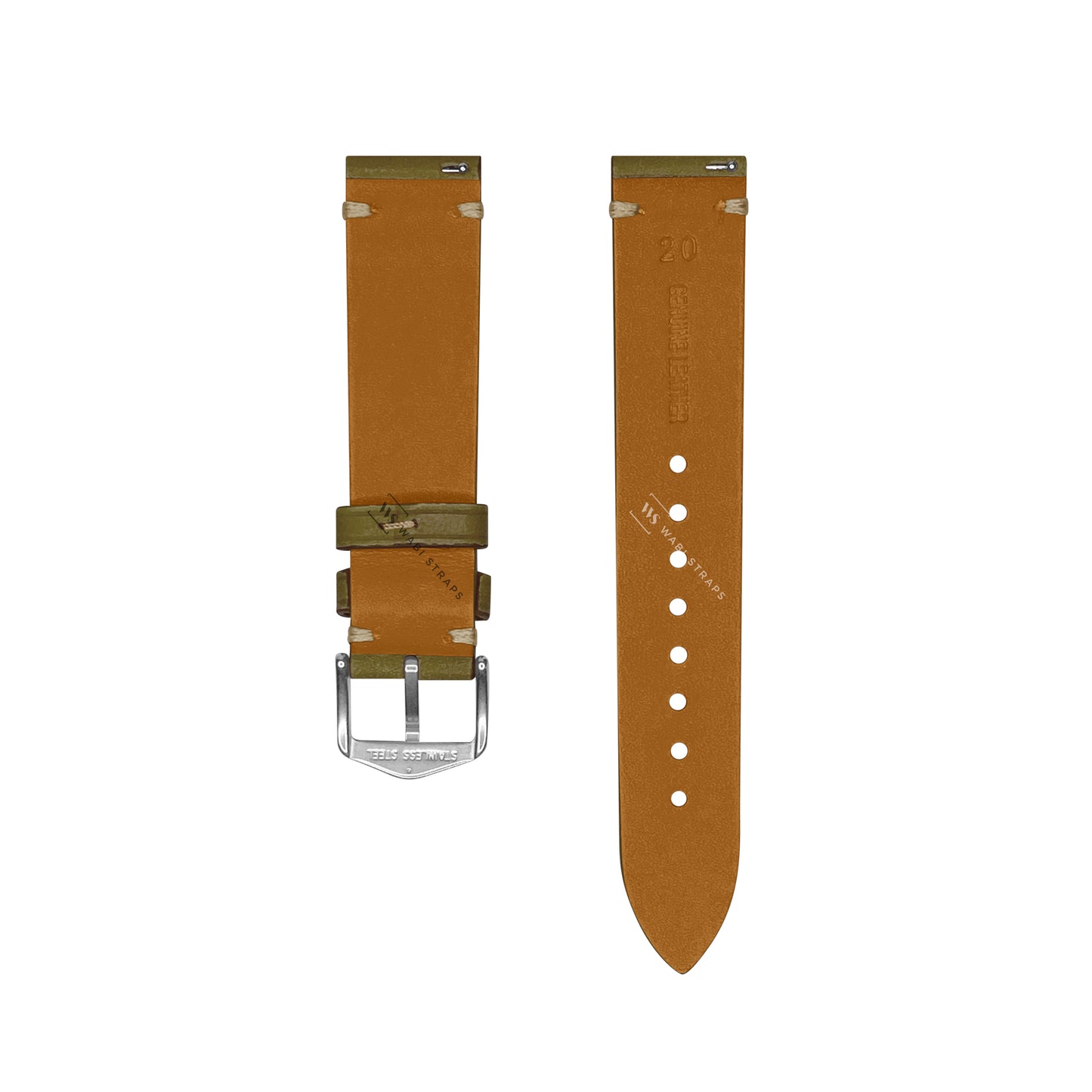 Olive Green Vintage Leather Watch Strap