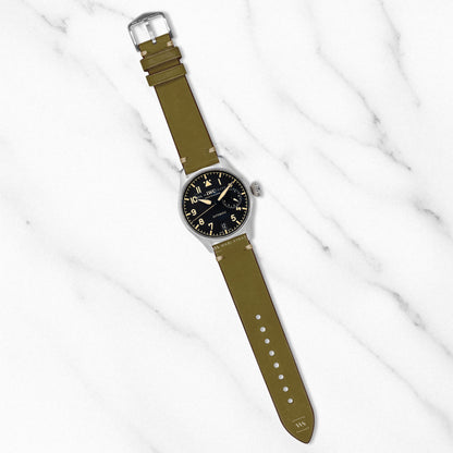 Olive Green Vintage Leather Watch Strap